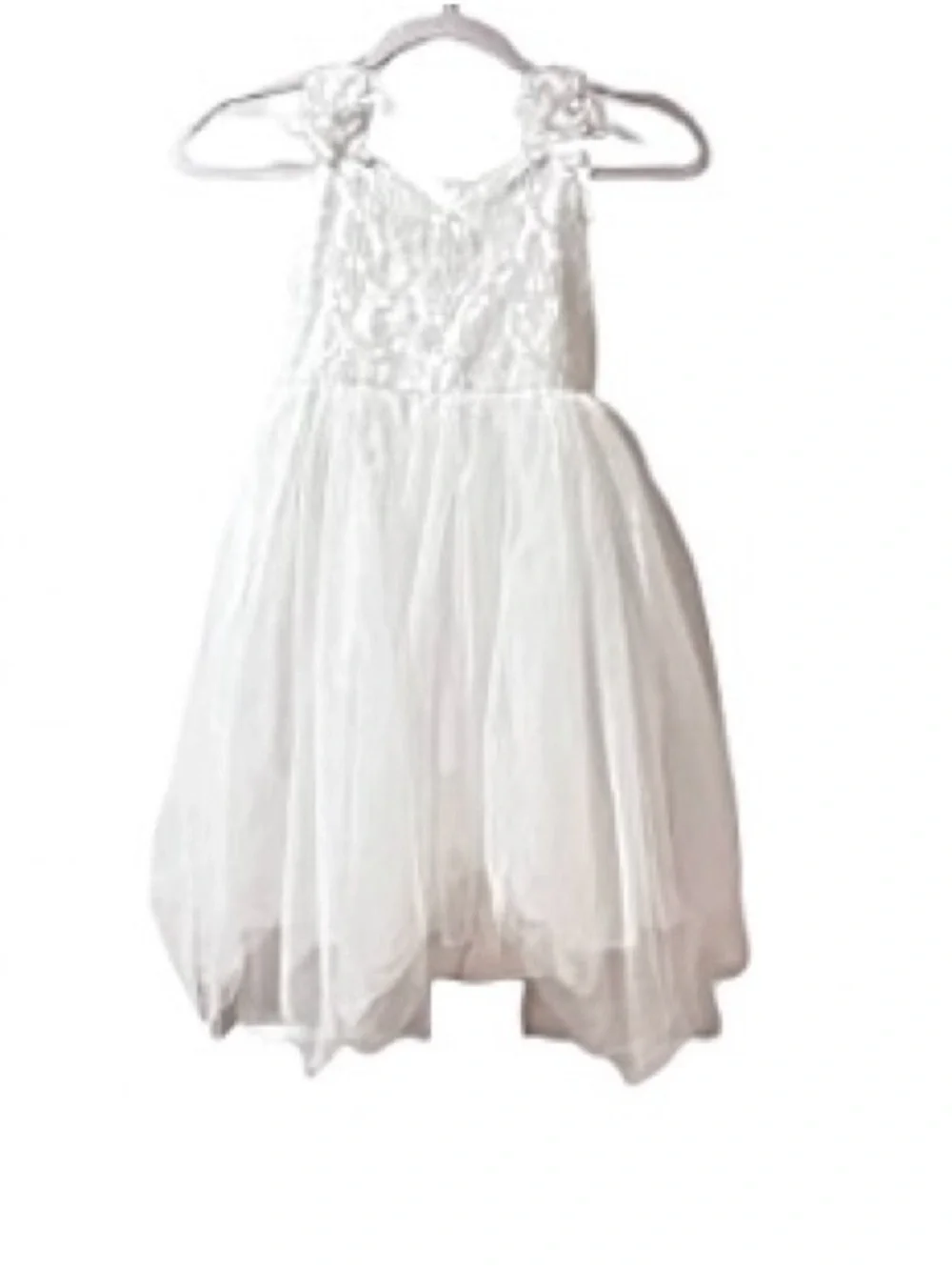 🆕- Lefiel- White Floral Bodice Bow Tulle Dress for Girls. Size: 6